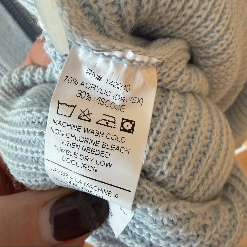 MERSEA Women's Light Blue and Cream Sweater - Picture 4 of 4
